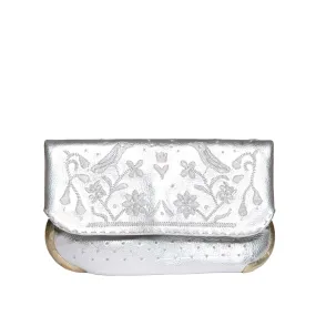 Lovebirds Evening Clutch Bag in Silver