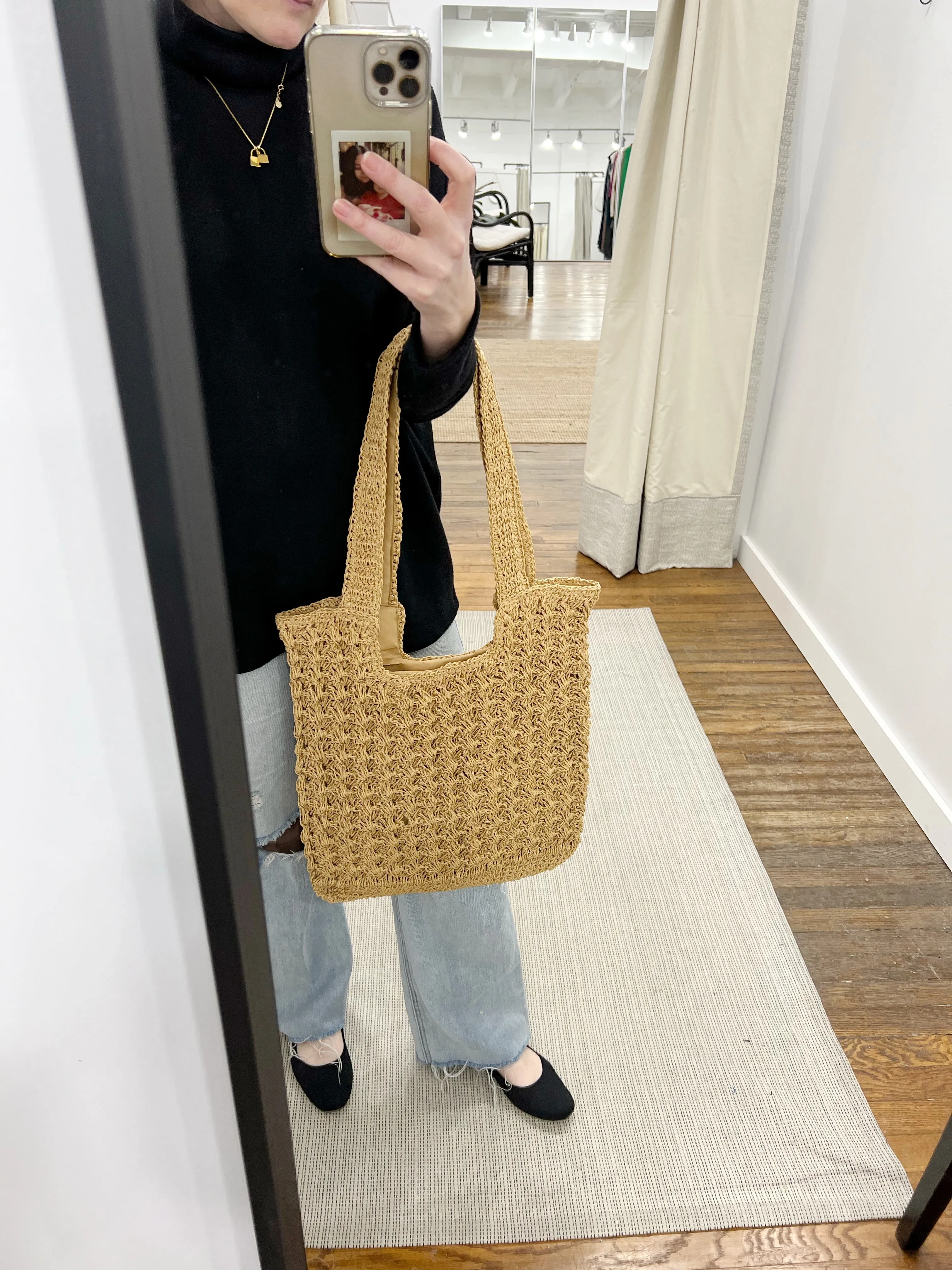 Lucinda Straw Knit Tote Bag