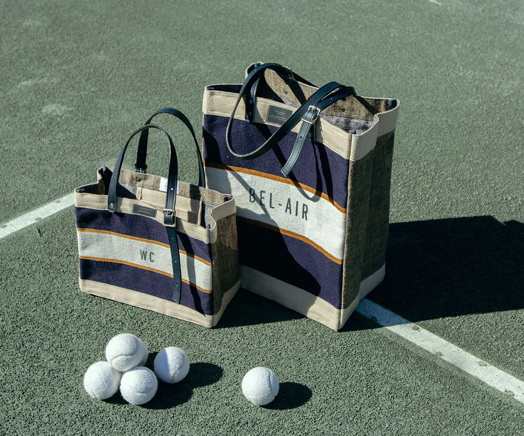 Market Bag in Collegiate Blue Chenille with Adjustable Handle