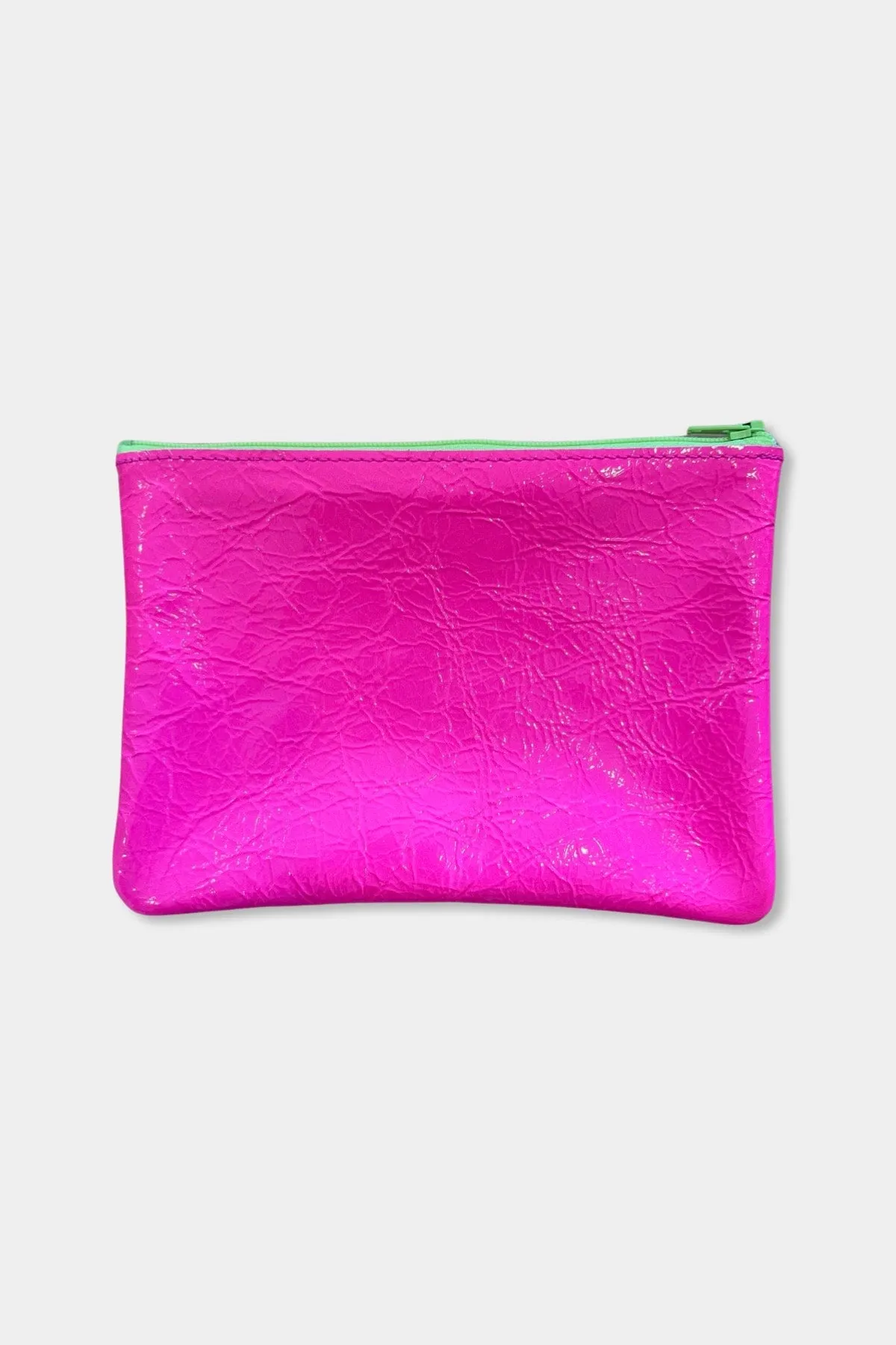 Medium Color Block Zip Pouch | Fluoro Pink   Fluoro Red