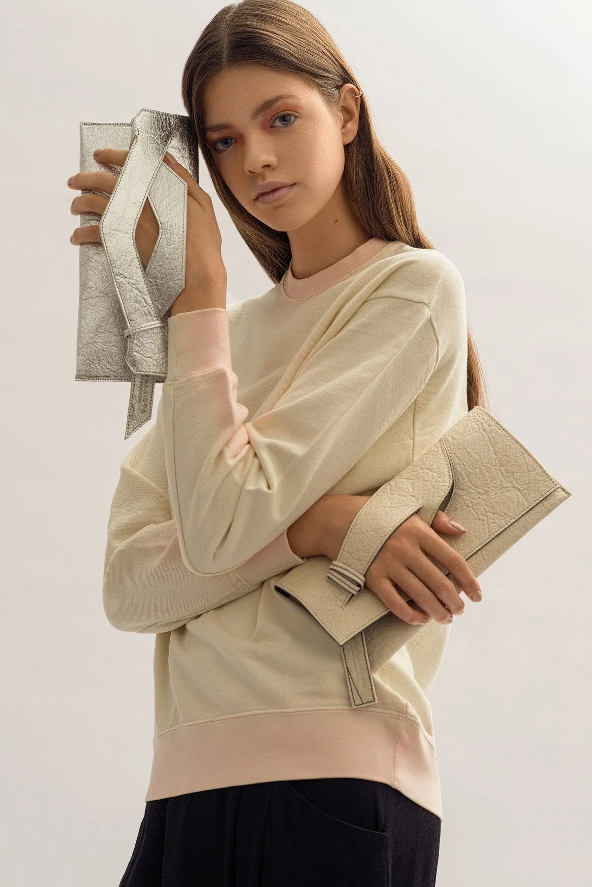 Mini Diagonal Extra Slashed Clutch - Alternative Natural