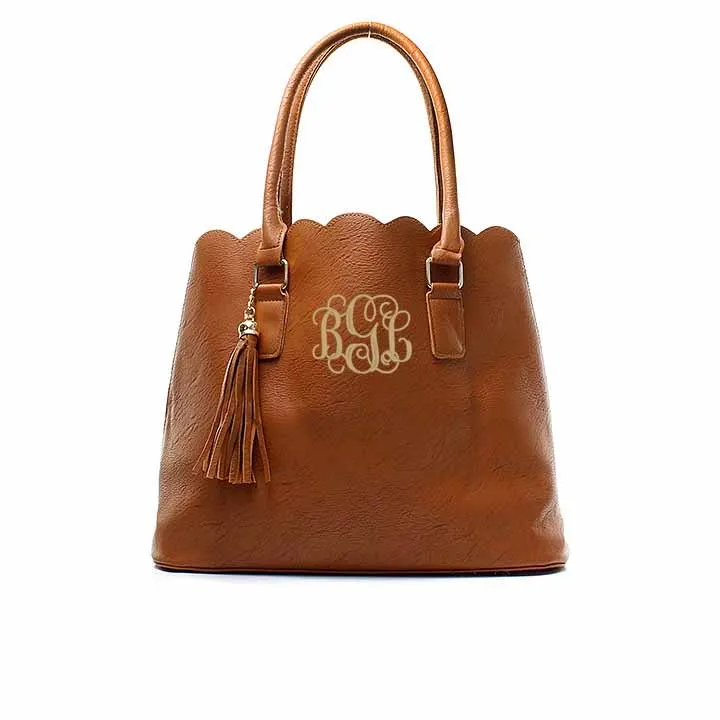 Monogrammed Aqua Scallop Tote