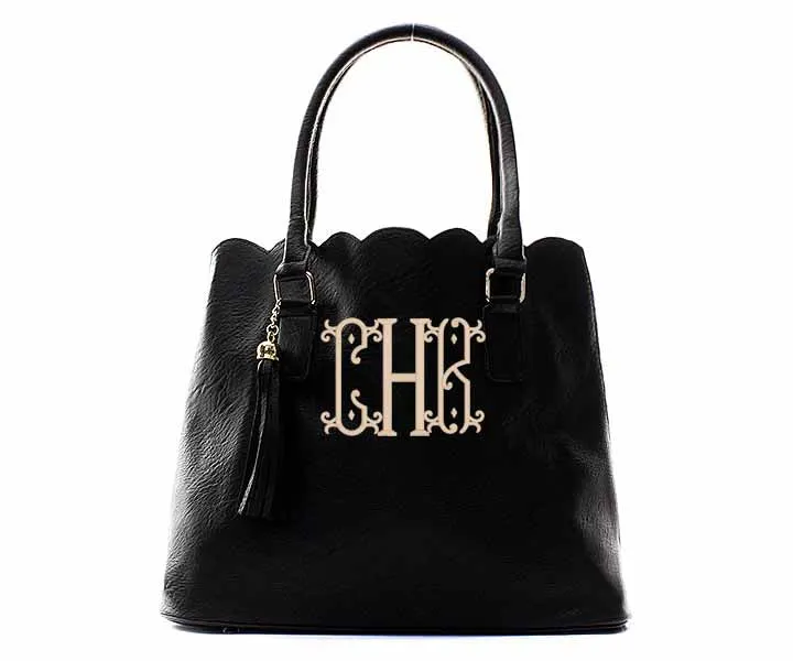 Monogrammed Aqua Scallop Tote