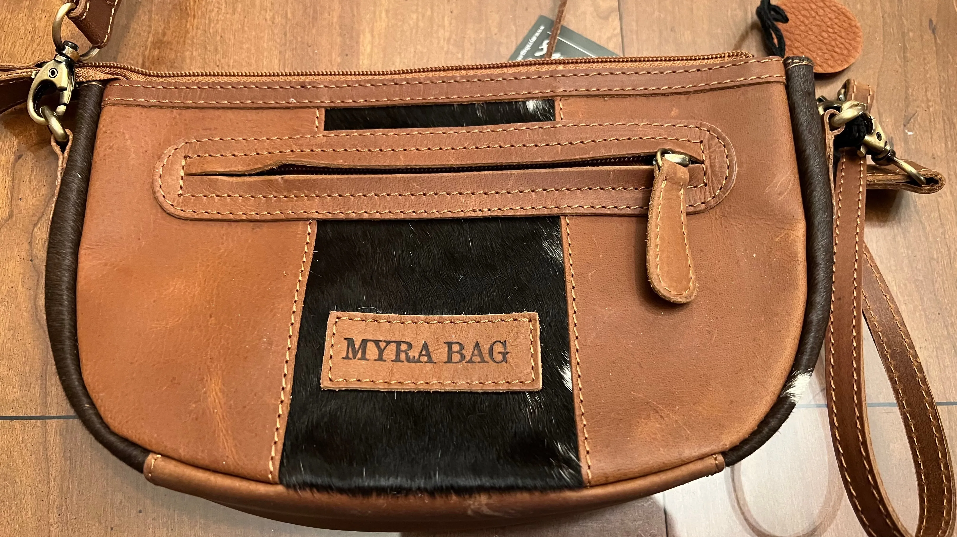 Myra Bag Wynona Swoop Bottom Hand-Tooled Bag wristlet crossbody