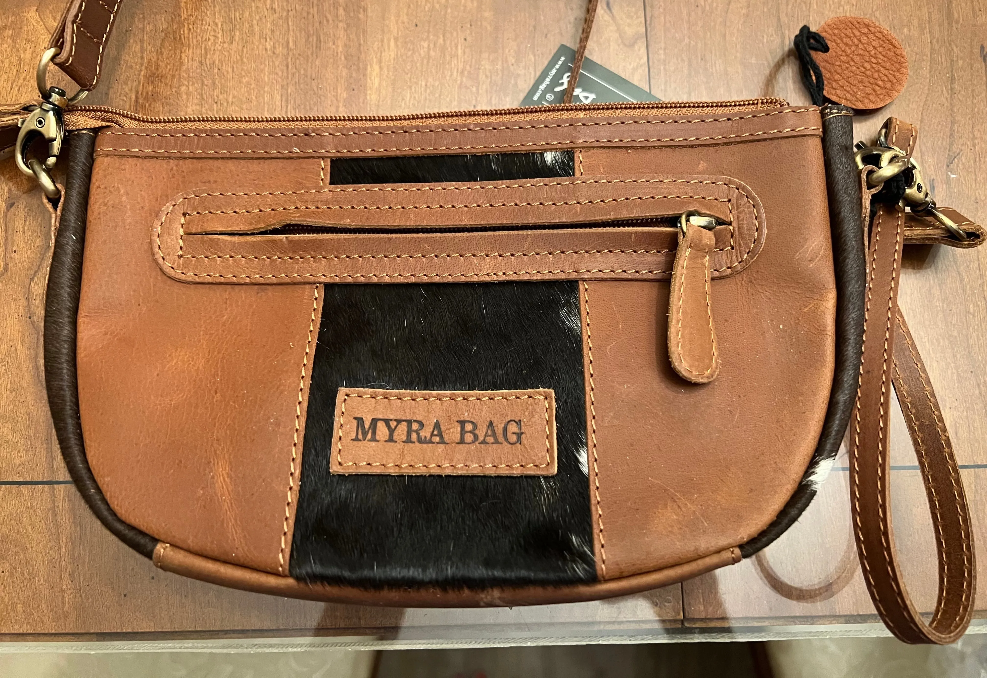 Myra Bag Wynona Swoop Bottom Hand-Tooled Bag wristlet crossbody