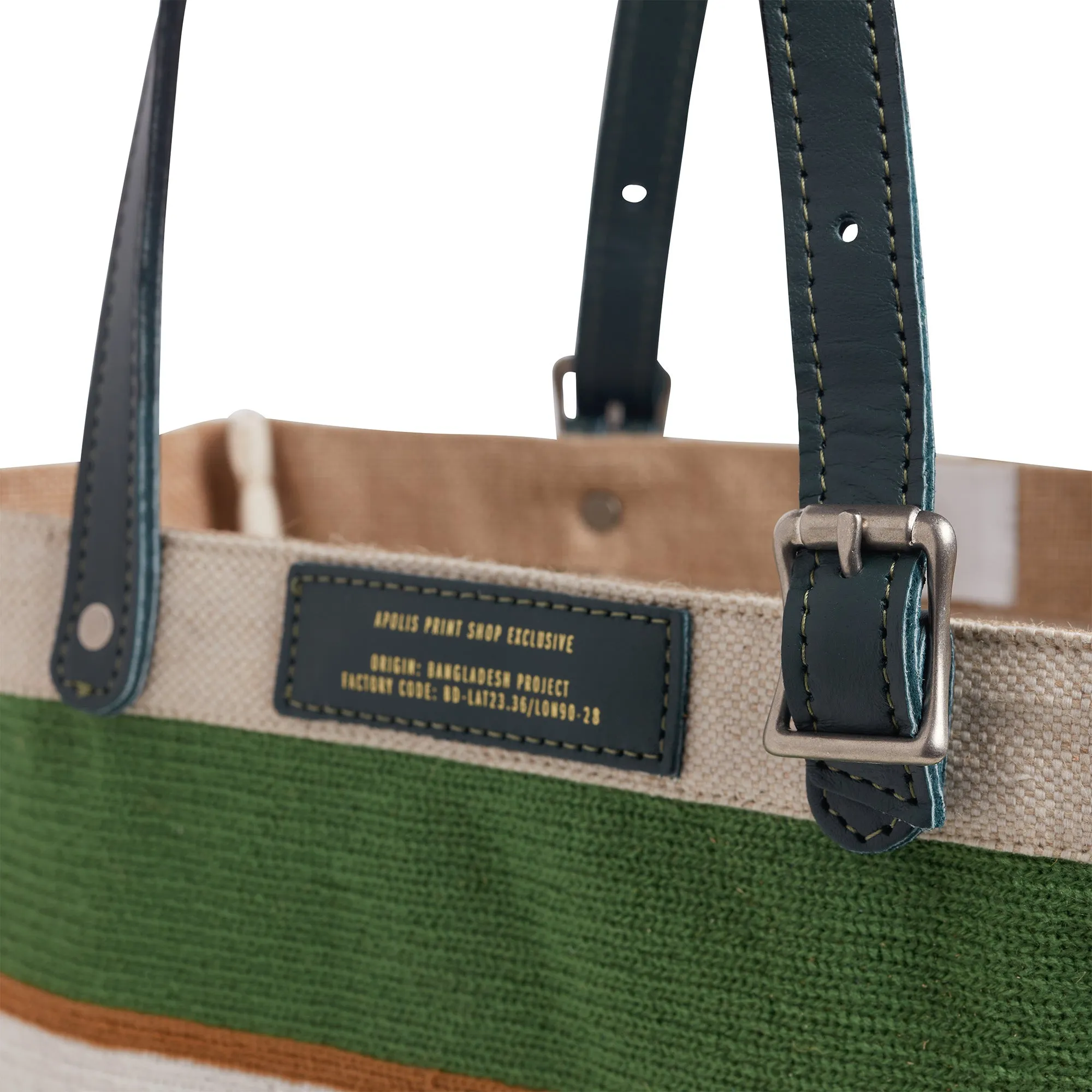 Petite Market Bag in Court Green Chenille with Adjustable Handle