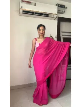 Pink 1 Minute Saree Ready to Wear Georgette Sari