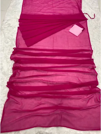 Pink 1 Minute Saree Ready to Wear Georgette Sari