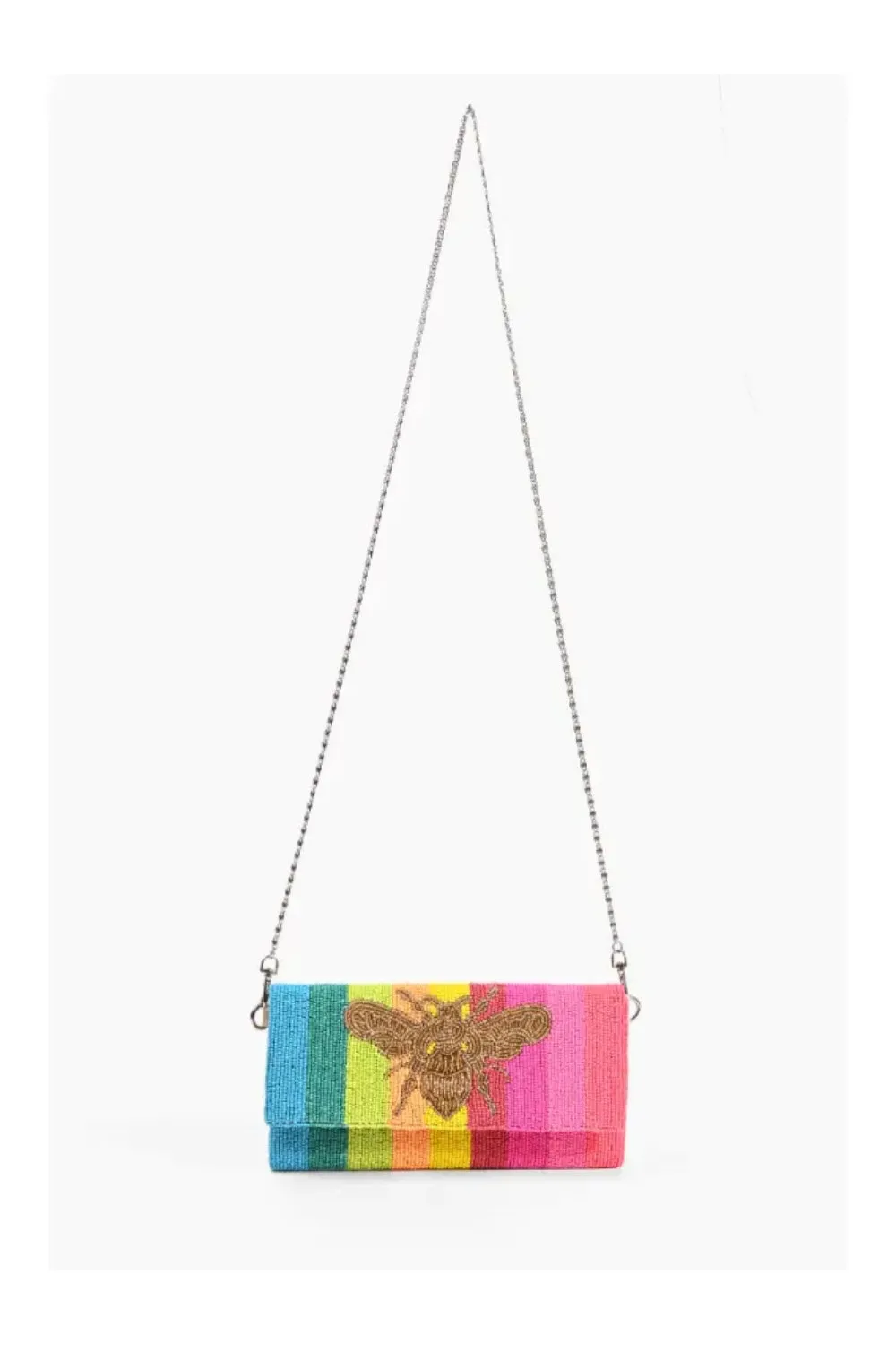 RAINBOW BEE BEADED CLUTCH