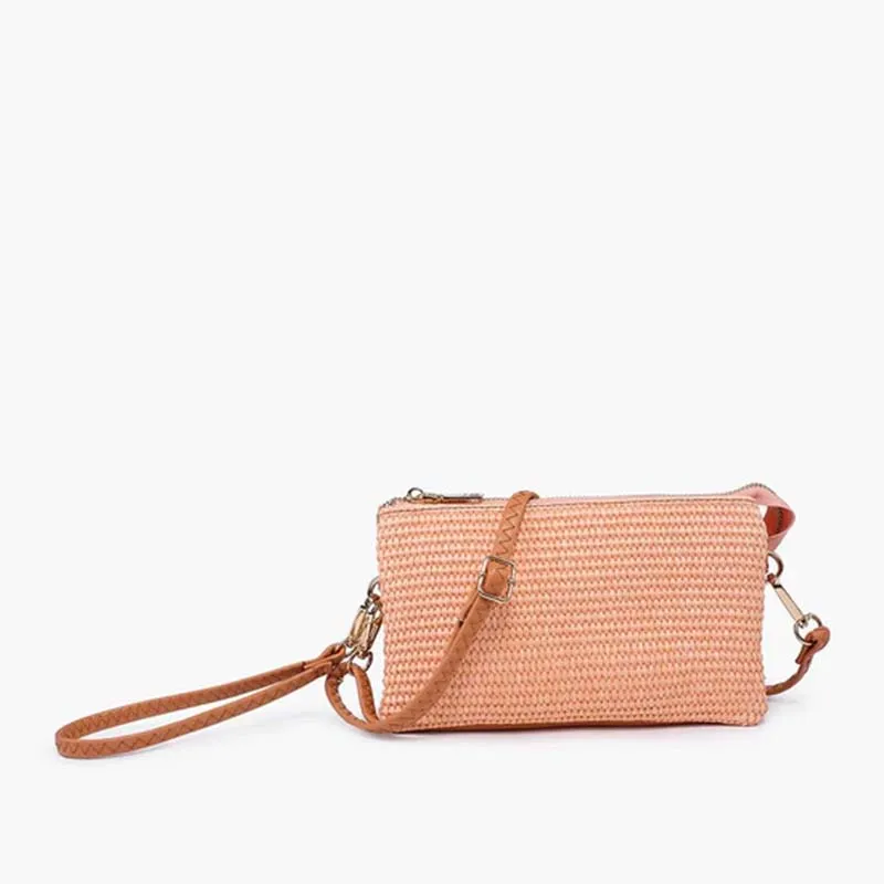 Riley Crossbody Wristlet in Coral Weave