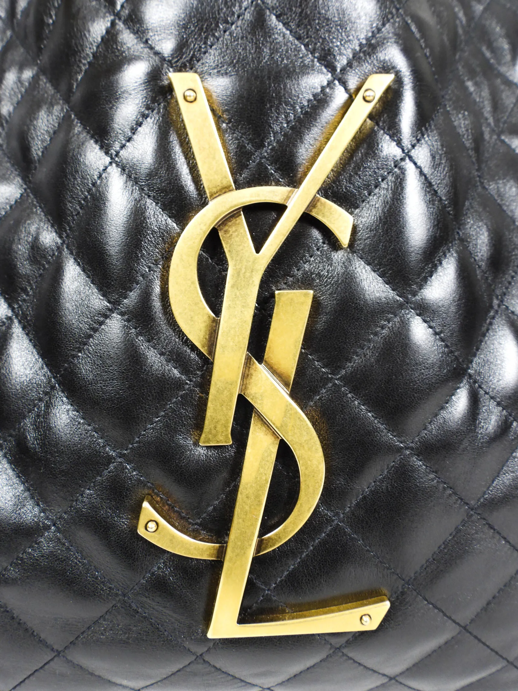 Saint Laurent Black Quilted Lambskin Maxi Shopping Icare Tote Bag