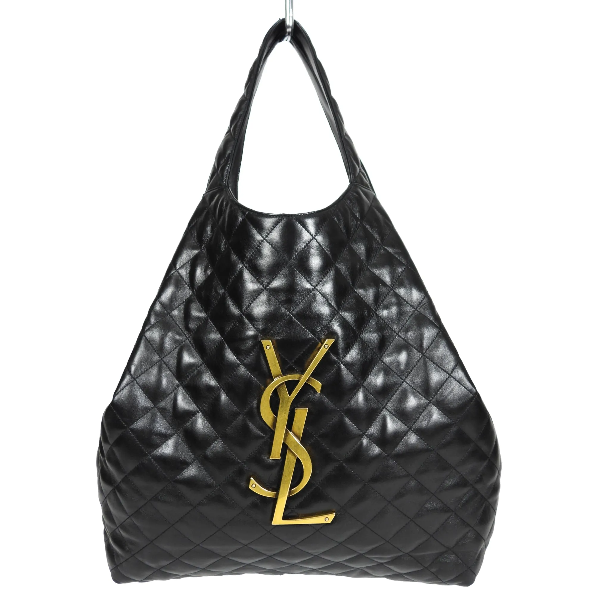 Saint Laurent Black Quilted Lambskin Maxi Shopping Icare Tote Bag