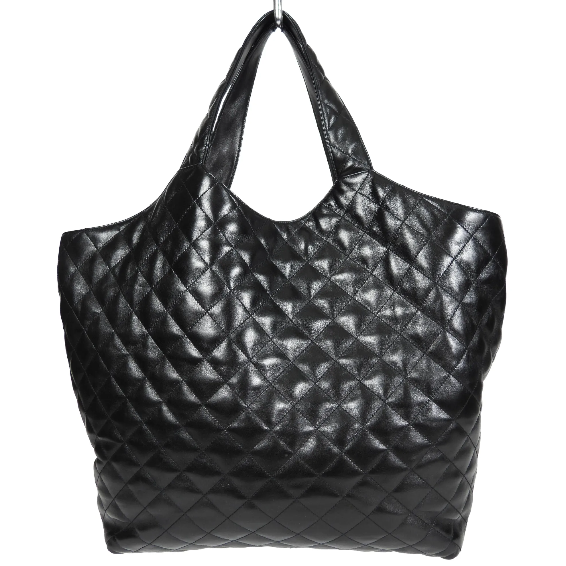 Saint Laurent Black Quilted Lambskin Maxi Shopping Icare Tote Bag