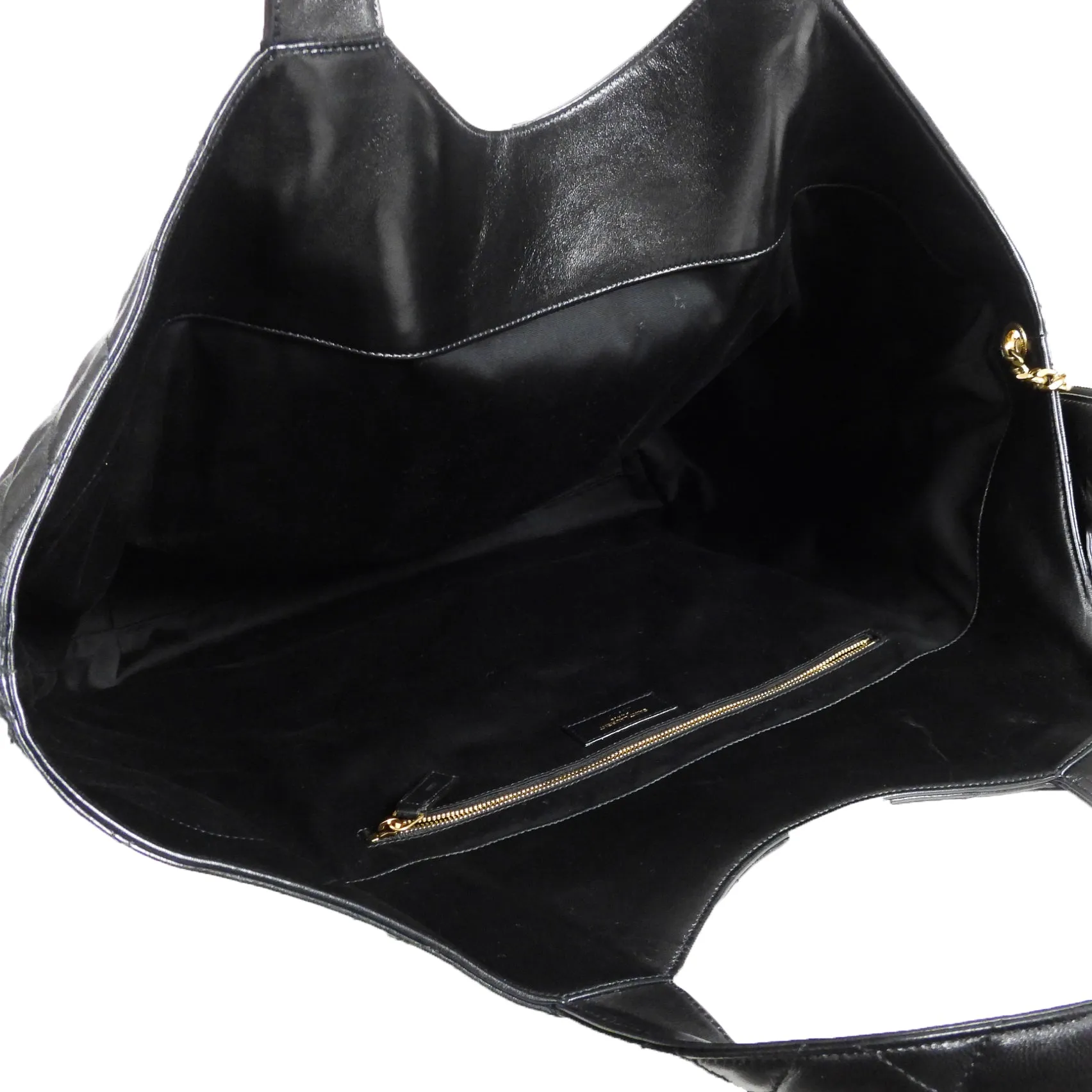 Saint Laurent Black Quilted Lambskin Maxi Shopping Icare Tote Bag