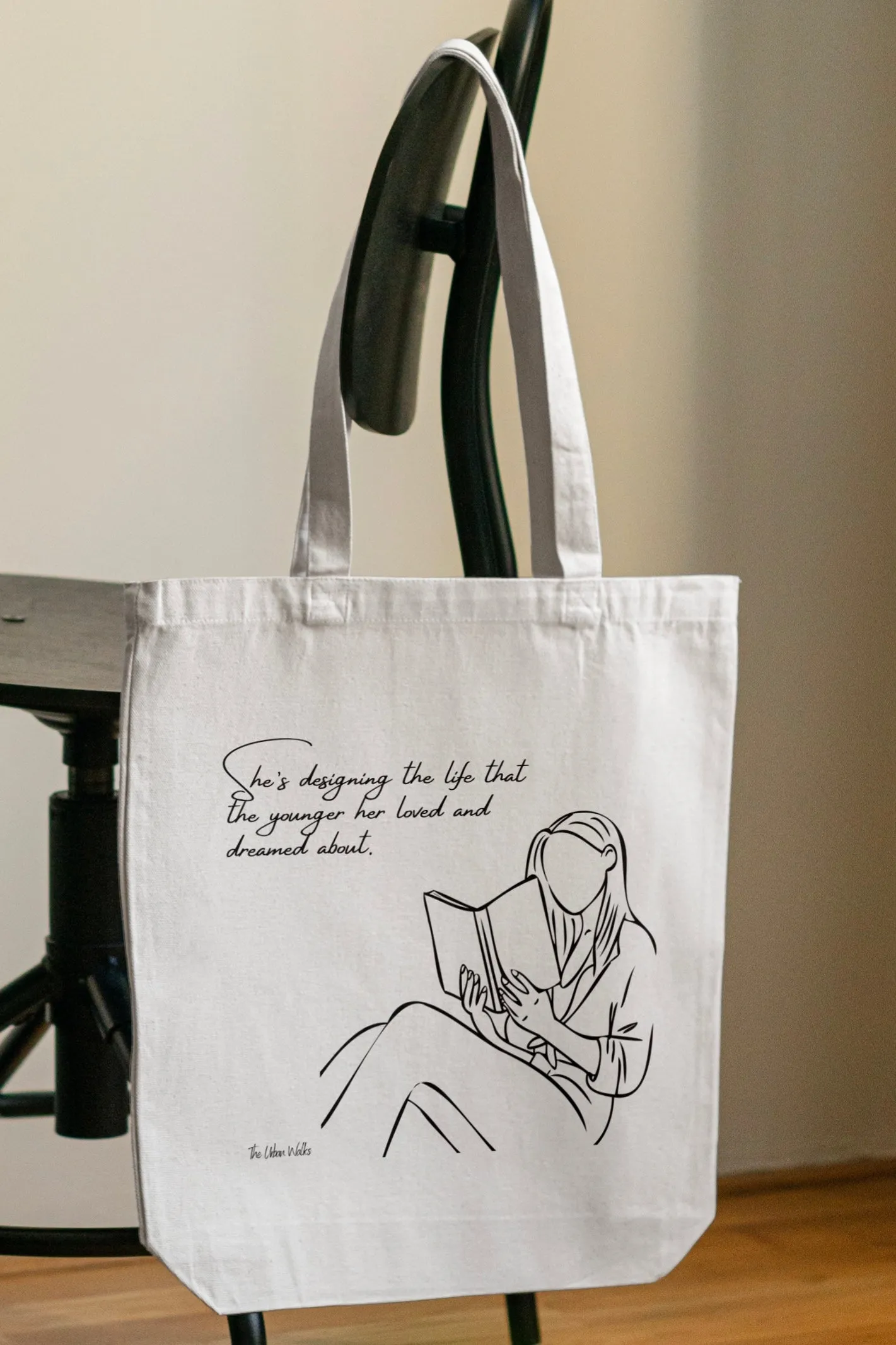 She's Designing the life Customised White Tote Bag with zipper