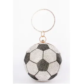 Soccer Rhinestones Evening Bag - black