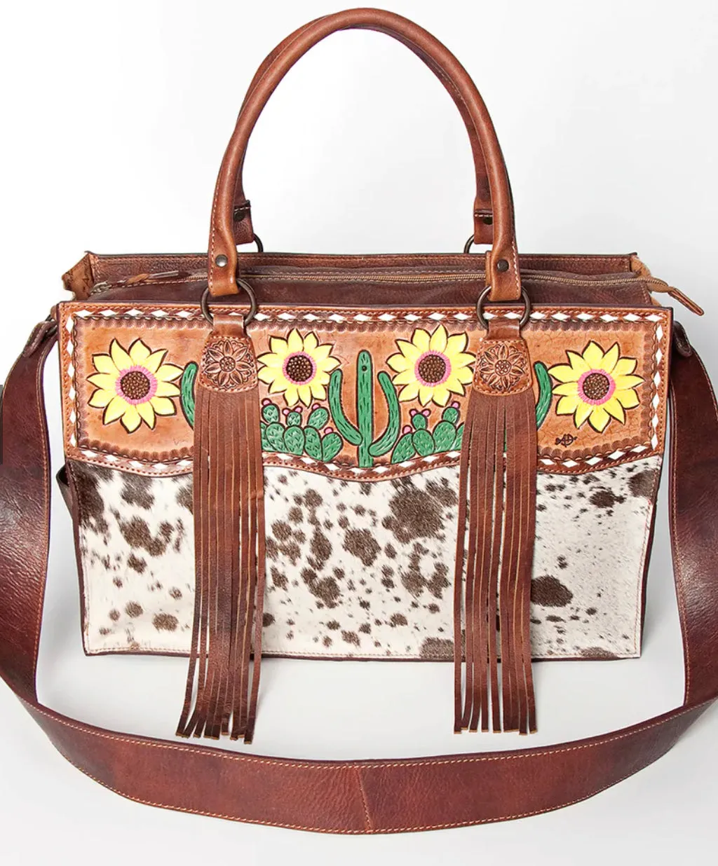 Sunflower Cactus Cowhide Purse