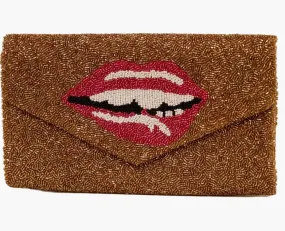 Tiana Designs Handmade Beaded Biting Lips Clutch Bag