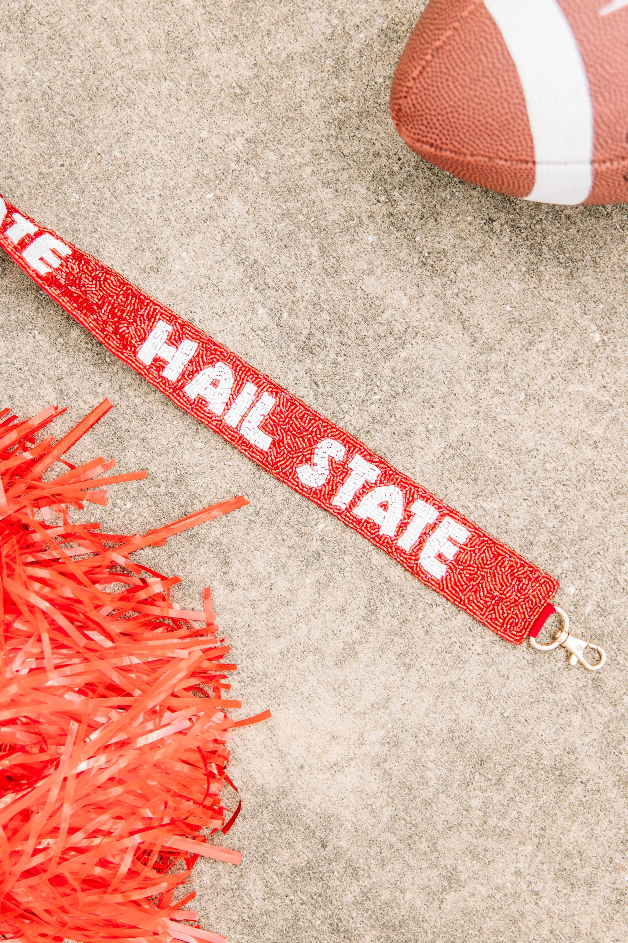 Treasure Jewels: Gameday Maroon & White Beaded Purse Strap