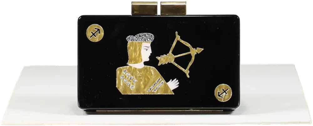 Urania Gazelli Black Saggitarius Zodiac Box Clutch bag