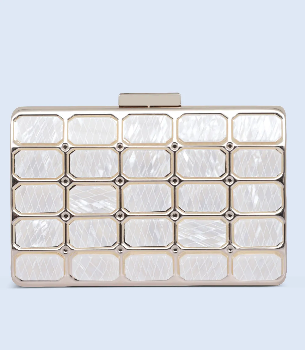 WB2455-WHITE-Women Snazzy Clutch