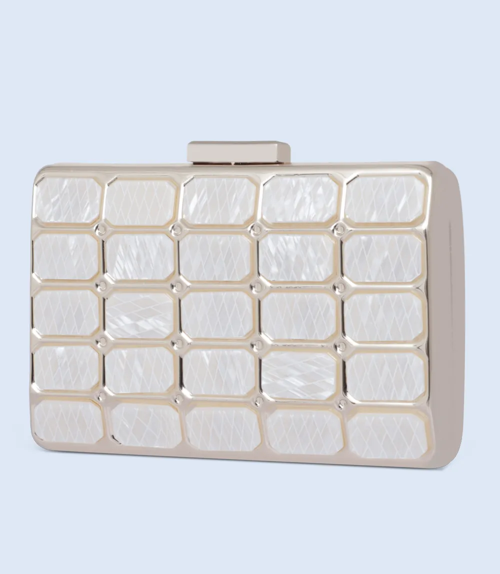 WB2455-WHITE-Women Snazzy Clutch