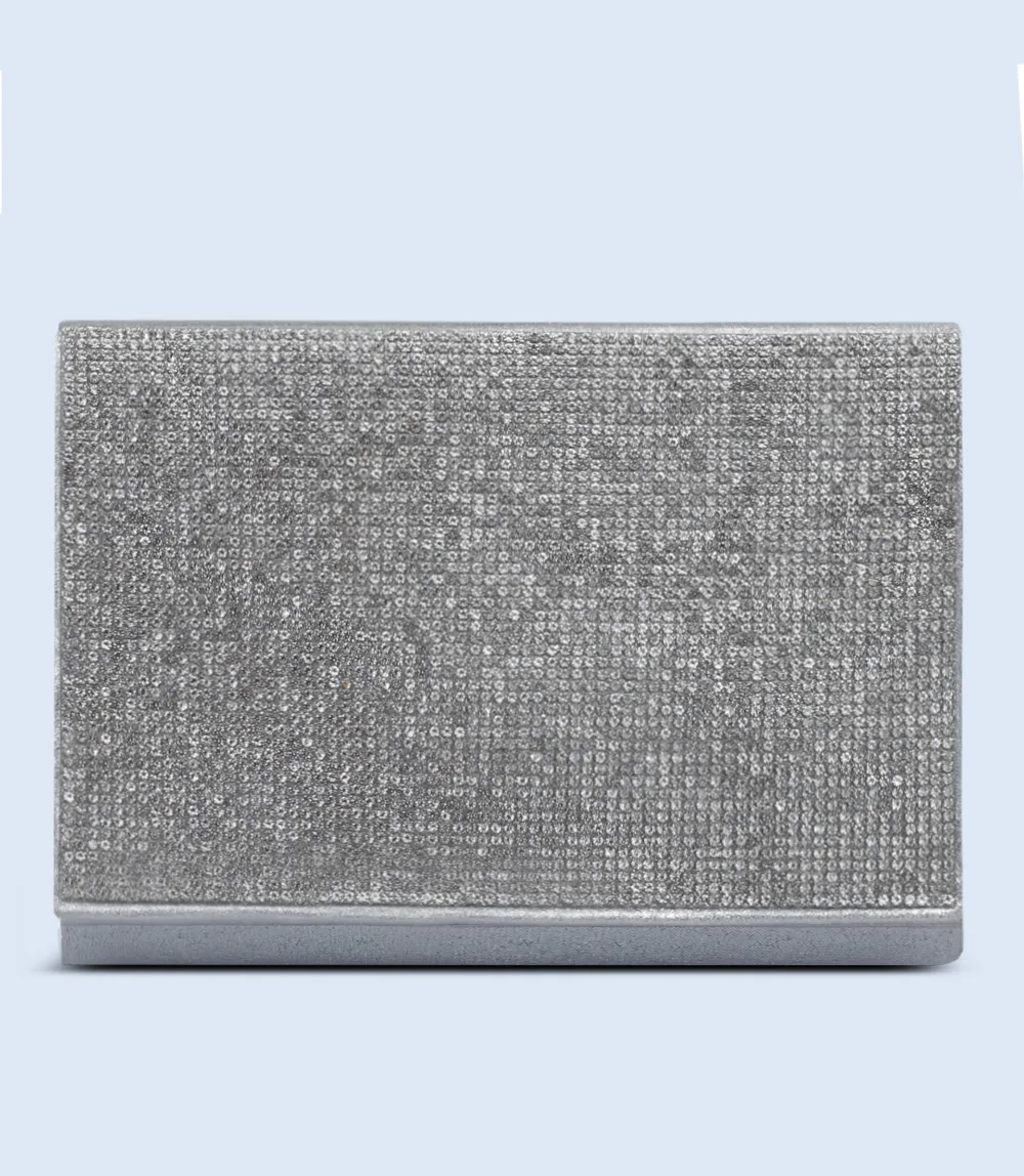 WB2605-SILVER-Women Snazzy Clutch