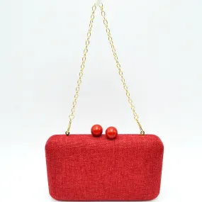 Woven straw clutch bag - red