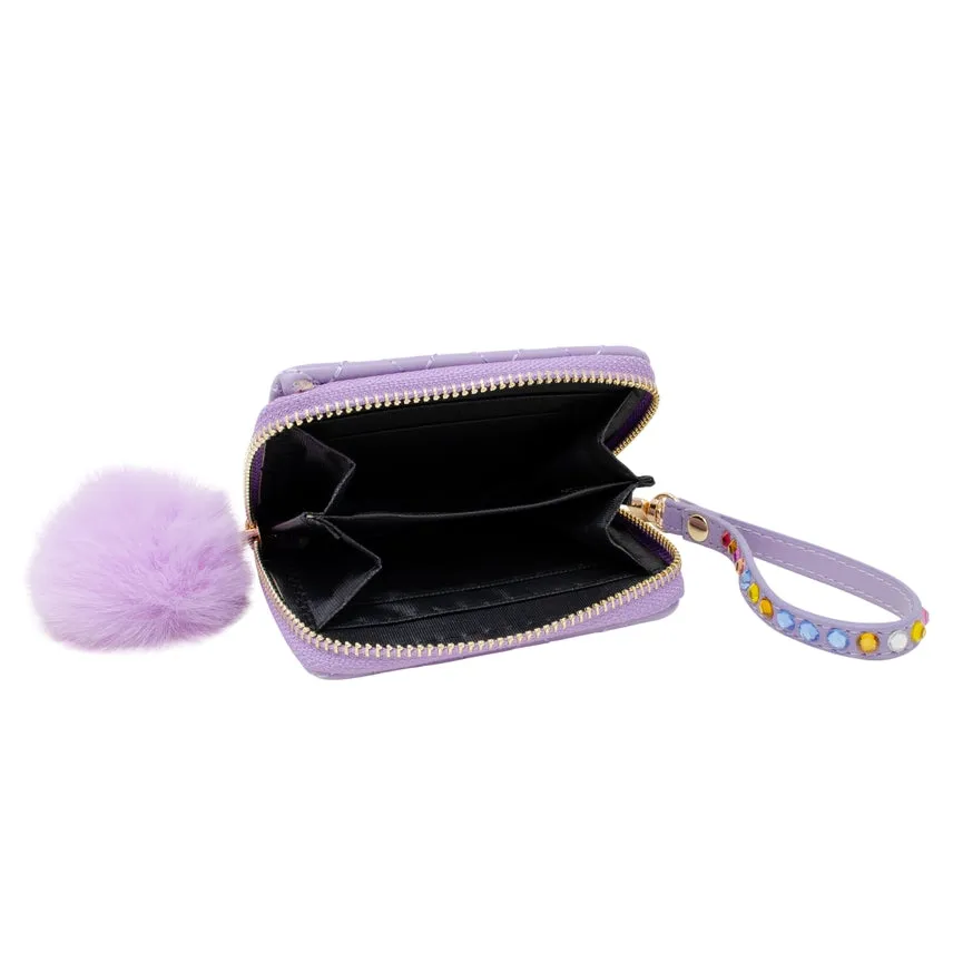 Zomi Gems Quilted Rhinestone Strap Wallet - Purple